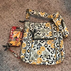 Vera Bradley Hipster Yellow & Black Purse w/ Wallet